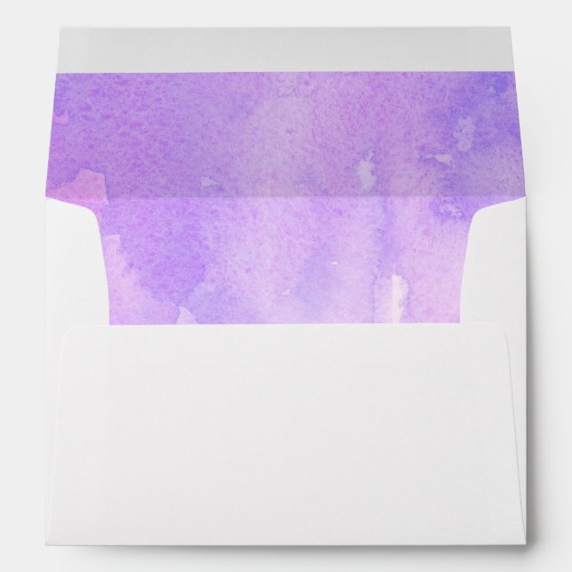 Enveloppe Aquarelle violette et rose. Mariage romantique (Dos (Bas))
