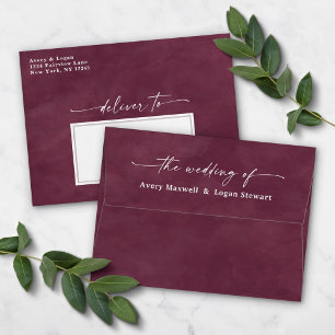 Enveloppe Aquarelle violette foncée A7 Faire-part de mariage