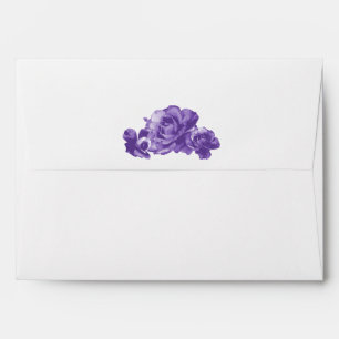 Enveloppe Aquarelle violette Roses Vintages Élégant Floral