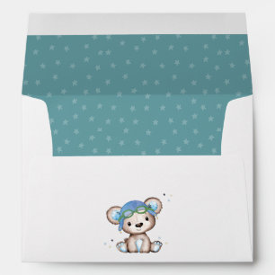 Enveloppe Aquarelle Whimsical Avion Pilote Ours De Conduite