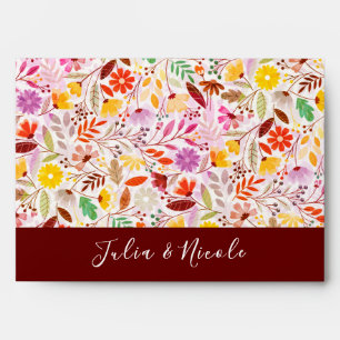 Enveloppe Aquarelles vives Fleurs de tulipe d'été Mariage