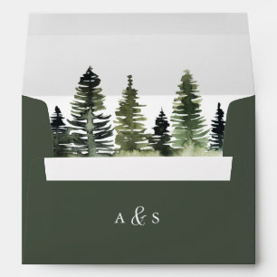 Enveloppe Arbre à pin vert de la forêt de Monogramme