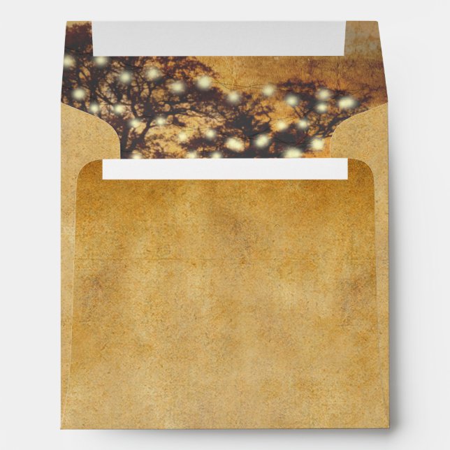 Enveloppe Arbre d'automne et lumières Faux Parchment Carré M (Dos (Bas))