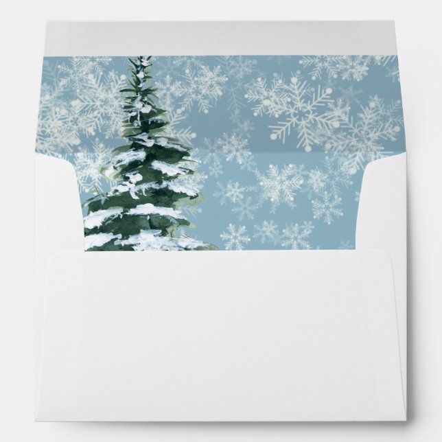 Enveloppe Arbre de Noël d'hiver avec des flocons de neige (Dos (Bas))