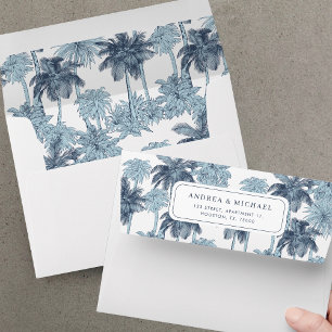 Enveloppe Arbre de palmier vintage Toile De Jouy Mariage vic