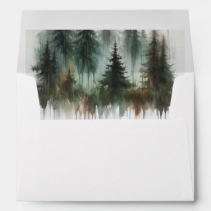 Enveloppe Arbres à l'aquarelle Mariage rustique en pleine na