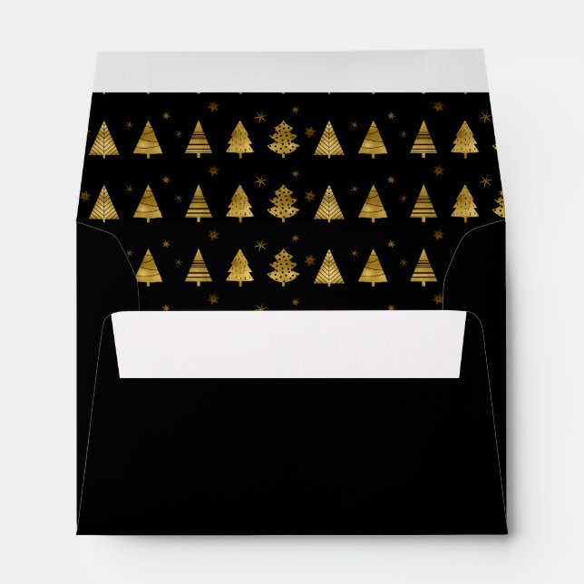 Enveloppe Arbres de Noël et Snowflakes Motif Gold ID863 (Dos (Bas))