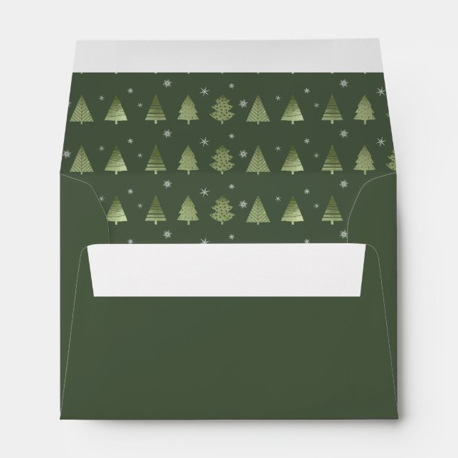 Enveloppe Arbres de Noël et Snowflakes Motif Green ID863 (Dos (Bas))