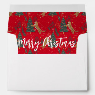 Enveloppe Arbres de Noël & tigres motif personnalisé arrière