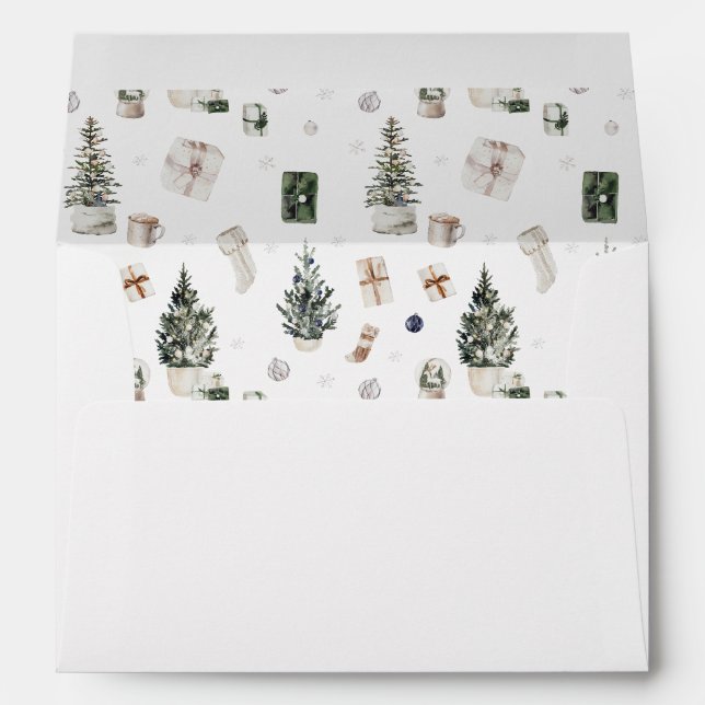Enveloppe Arbres et présentations de Noël - Thème blanc (Dos (Bas))