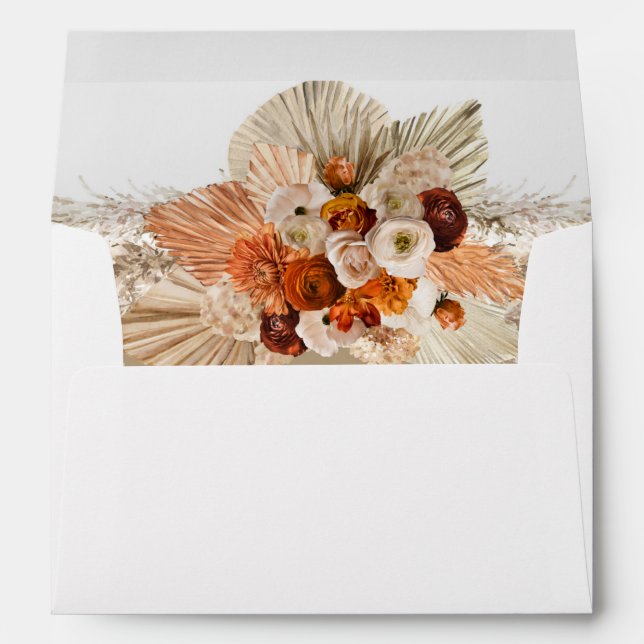 Enveloppe Arc de Boho brûlé orange terracotta pampas en cuiv (Dos (Bas))