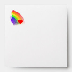 Enveloppe Arc-en-ciel au coeur rouge