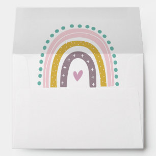 Enveloppe Arc-en-ciel, Bohème, Rose, Sarcelle, Baby Shower C