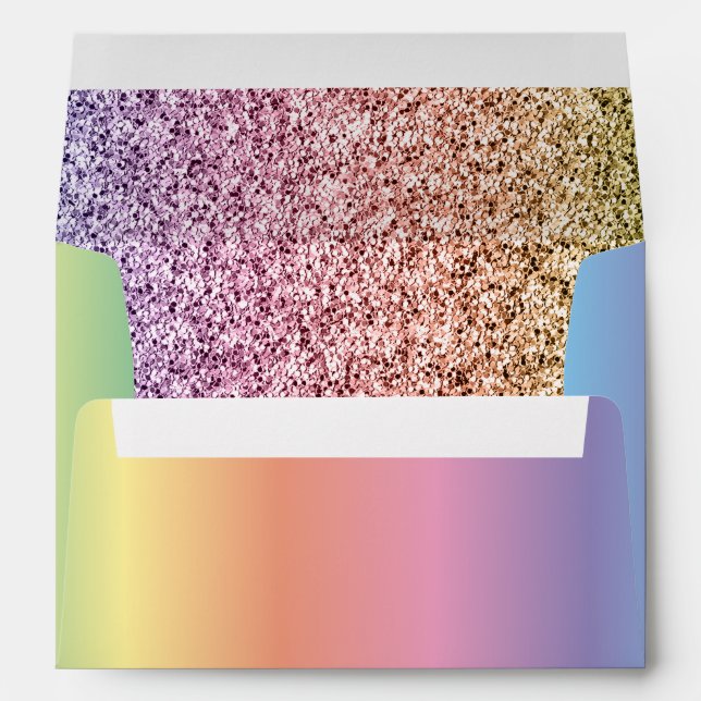Enveloppe Arc en ciel coloré moderne et Parties scintillant  (Dos (Bas))