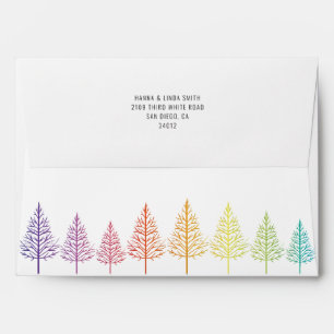 Enveloppe Arc-en-ciel couleurs arbres et confetti mariage LG
