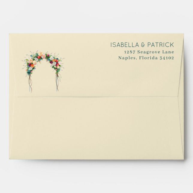 Enveloppe Arc floral pastel romantique (Dos (Haut rabat))