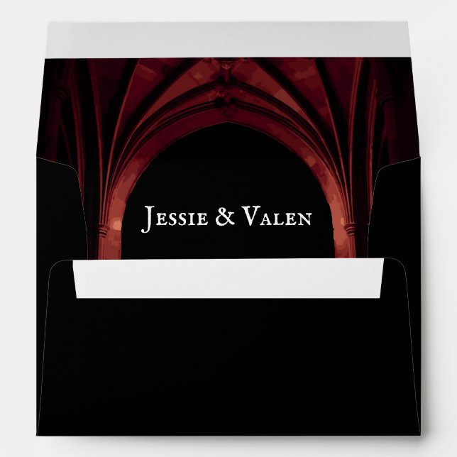 Enveloppe Arc gothique Mariage élégant Noir Noir Noir Rouge (Dos (Bas))