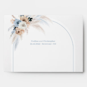 Enveloppe Arche rose beige aux fleurs bleues et tendance
