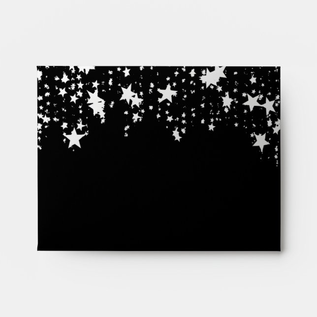 Enveloppe Argent d'anniversaire sous les étoiles noir (Devant)