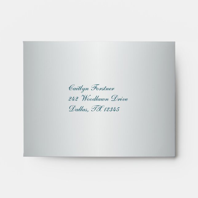 Enveloppe Argent et Damas Turquoise pour RSVP (Devant)
