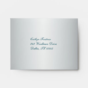 Enveloppe Argent et Damas Turquoise pour RSVP