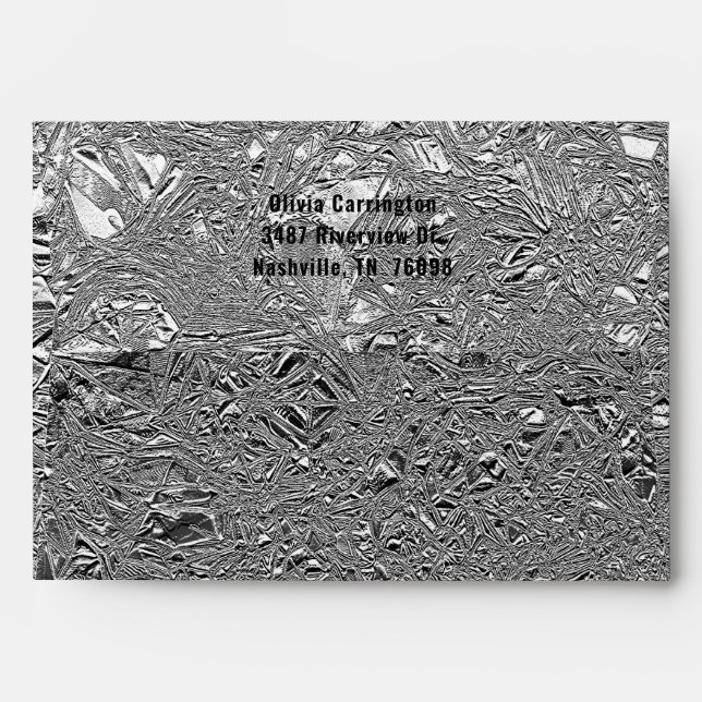 Enveloppe Argent Faux Foil Retourner Adresse Moderne (Dos (Haut rabat))
