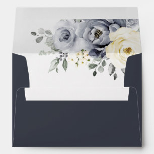 Enveloppe Argent Gris ivoire Floral hiver Rustique Mariage E