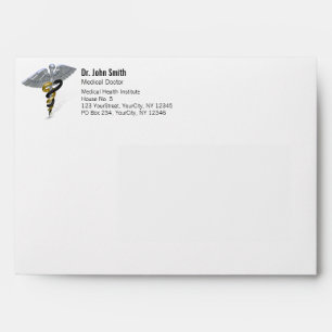 Enveloppe Argent Médicale Caduceus Black Gold