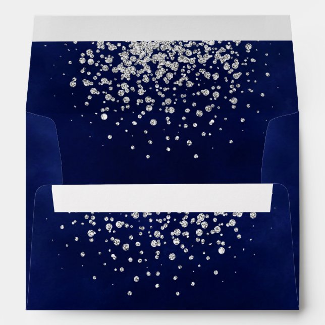 Enveloppe Argent Parties scintillant saupoudré sur Royal Blu (Dos (Bas))
