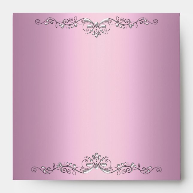 Enveloppe Argent rose Ornat Élégant (Devant)
