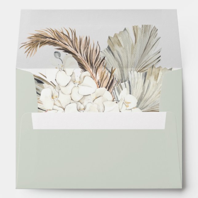 Enveloppe Argent Sage Boho Botanique Adresse de retour (Dos (Bas))