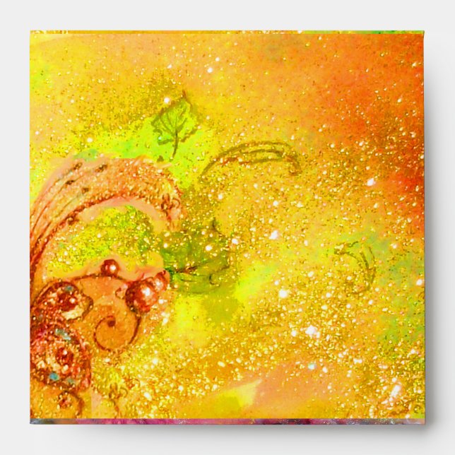 Enveloppe ARLECCHINO ET COLOMBINA jaune rouge vif rose (Devant)