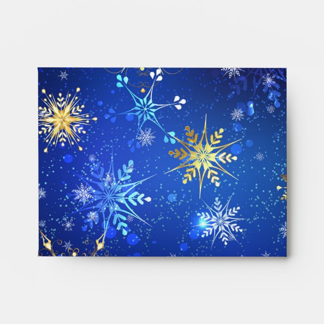 Enveloppe Arrière - plan Bleu XMAS avec des flocons de neige (Devant)