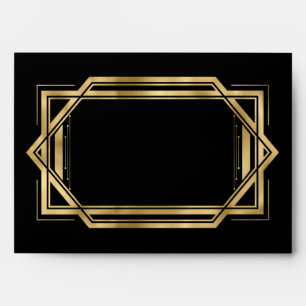 Enveloppe Art Déco Fête Années 1920 Noir   Adresse de Retour