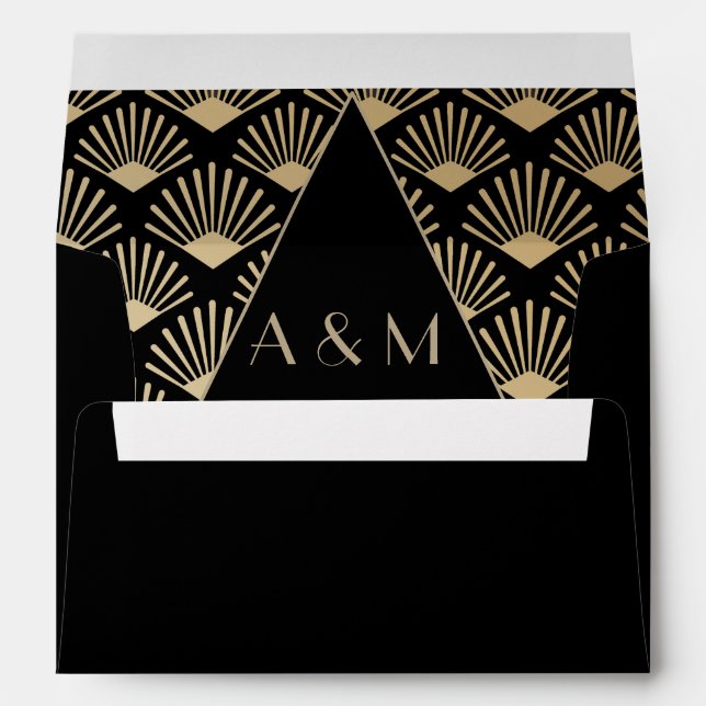 Enveloppe Art Déco Mariage Black Gold Roaring Années (Dos (Bas))