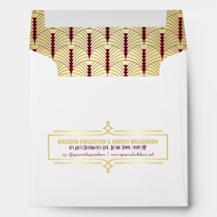 Enveloppe Art Déco Mariage Elégant Gold Burgundy Gatsby