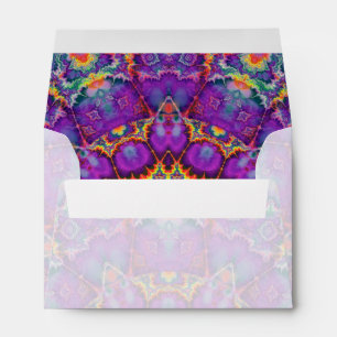 Enveloppe Art Kaleidoscope à arc-en-ciel violet à fleurs