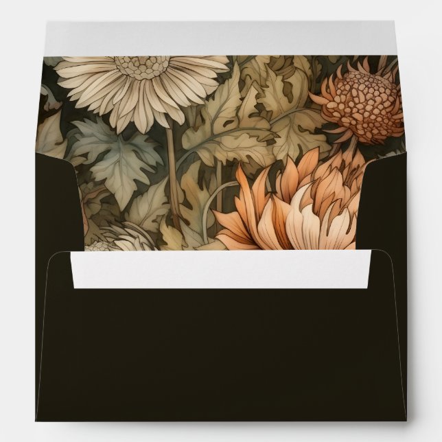 Enveloppe Art Nouveau Brown William Morris Floral Mariage (Dos (Bas))