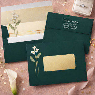 Enveloppe Art Nouveau minimaliste Arceau en or Lys de calla