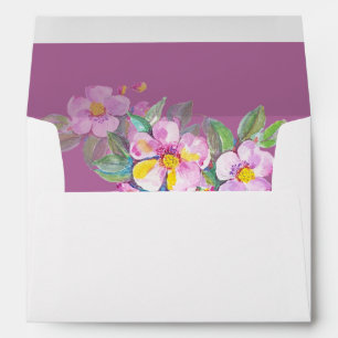 Enveloppe Artistic Peach Flowers Aquarelle peinte à la main