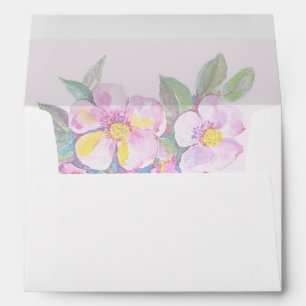 Enveloppe Artistic Peach Flowers Aquarelle peinte à la main