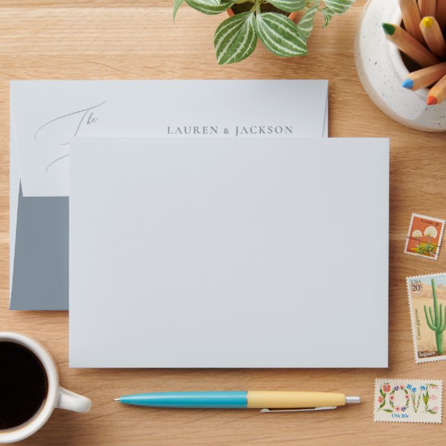 Enveloppe ArtsApp Dusty Blue Calligraphy Mariage do-it-yours (Desk)