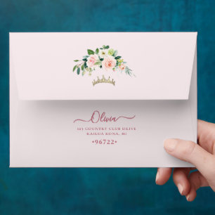 Enveloppe ArtsApp H2 Roses rose pâle pétillant Quinceanera