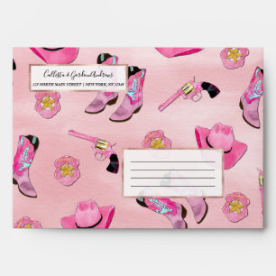 Enveloppe Artsy mignonne fille rose Turquoise fille aquarell