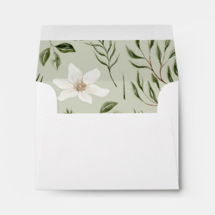 Enveloppe Assez Motif Floral Aquarelle Vert Doré
