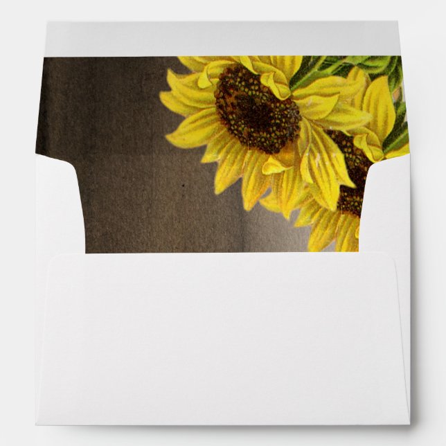 Enveloppe assez rustique de mariage de tournesol (Dos (Bas))