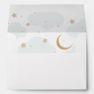 Enveloppe Au-dessus de l'enveloppe Lune Bleu et Or Lined