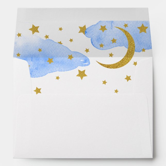 Enveloppe Au-dessus de l'enveloppe lune bleue et dorée (Dos (Bas))