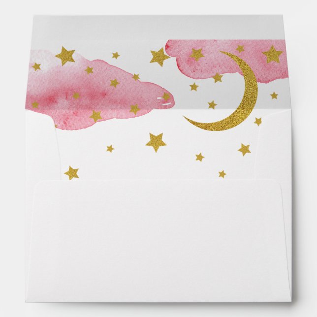 Enveloppe Au-dessus de l'enveloppe lune rose et dorée (Dos (Bas))
