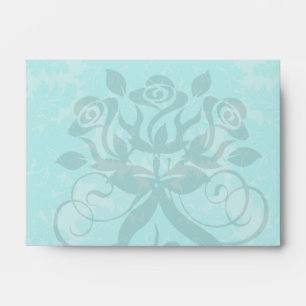 Enveloppe audacieux motif damassé bleu aqua aquamarine